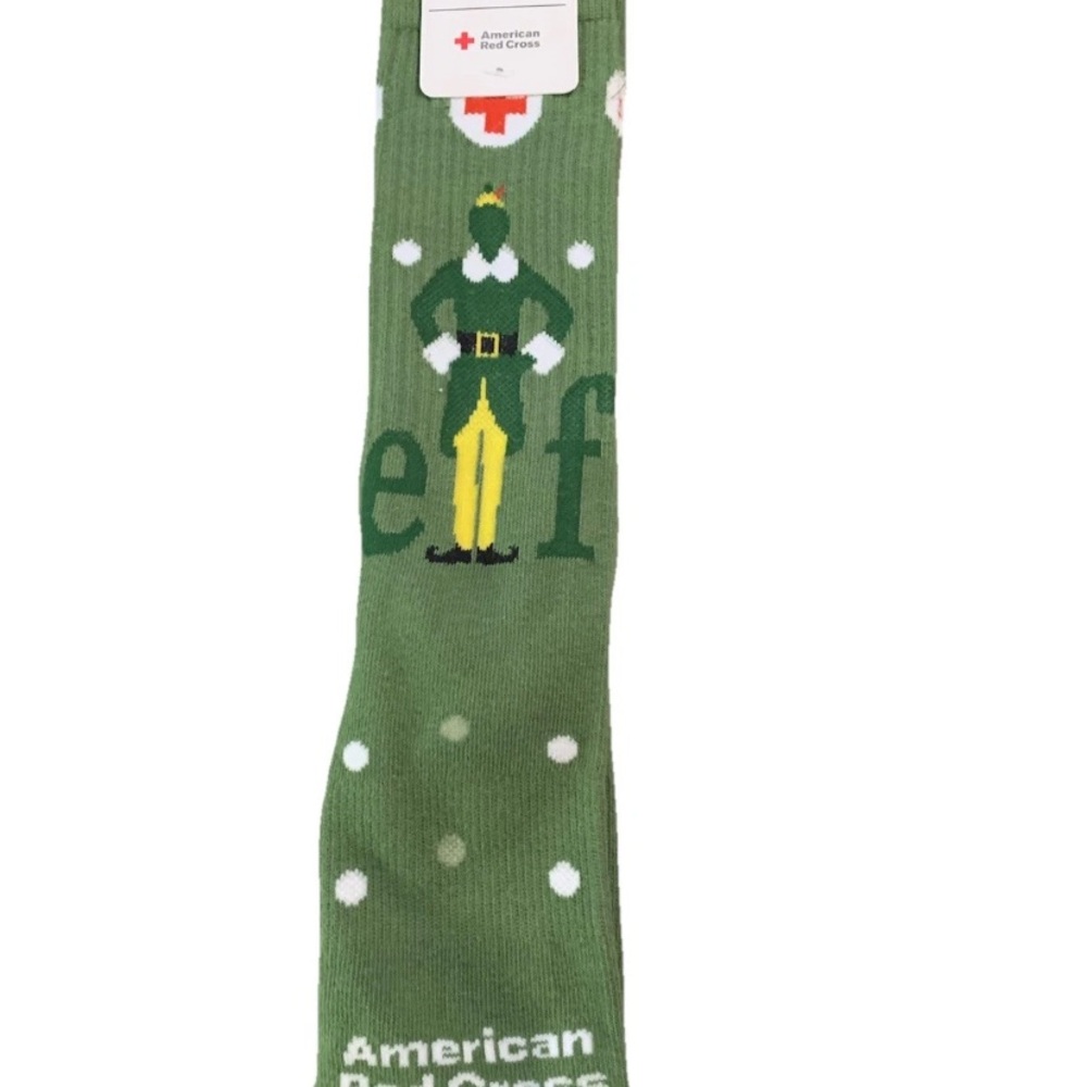 American Red Cross Blood Drive Elf Movie Socks, 15" Long, NWT